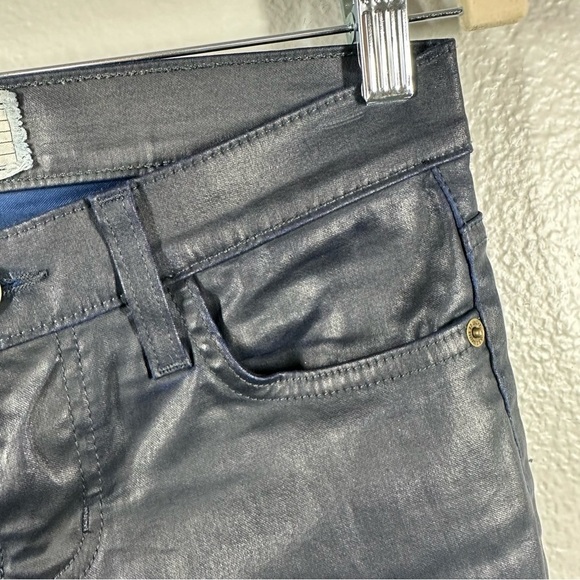 Current Elliot The Ankle Skinny Blue Coated Jeans Women's 25 Navy Wax Fitted - Picture 5 of 8